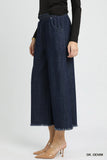 Umgee Washed Denim Pants with Fringe Hem