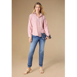 Coco+Carmen KATHY RELAXED FIT BUTTON FRONT STRIPED TOP