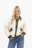 Grace + Emma Floral Puff Jacket with Denim Lining