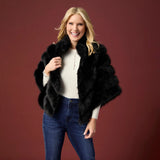 COCO+CARMEN SERENITY FAUX FUR ZIP FRONT CAPE WRAP