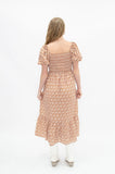 Grace + Emma Puff Sleeve Midi Dress, Rust Floral