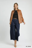 Umgee Washed Denim Pants with Fringe Hem