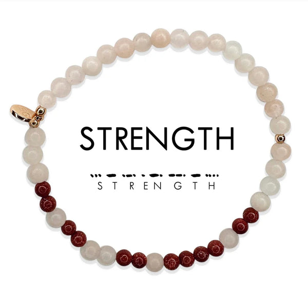 Strength : Morse Code Bracelet Aventurine & Goldstone