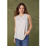 ERIN PLEAT BACK V-NECK TANK Cloud Dancer
