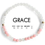 Grace : Morse Code Bracelet Glass & Rose Quartz