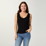 Coco+Carmen ULTRA-LUSH REVERSIBLE SEAMLESS RIBBED TANK in Black