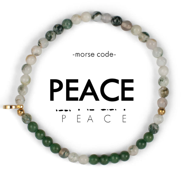 Peace : Morse Code Bracelet Jasper & Green Glass