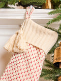 Knit Red & White Lurex Stocking