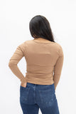 Grace + Emma Square Neck Long Sleeve Top, Tan