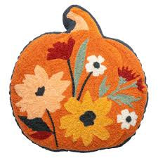 Pumpkin Floral Shaped Embroidered Pillow