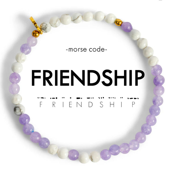 Friendship : Morse Code Bracelet Lavender Quartz & Howlite