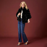 COCO+CARMEN SERENITY FAUX FUR ZIP FRONT CAPE WRAP
