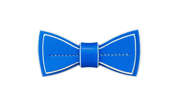 Blue Leather Bow Tie