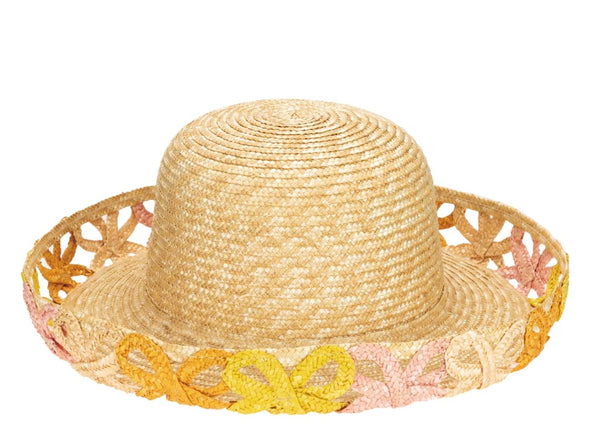 Positano Wheat Straw Turned Up Brim Round Crown