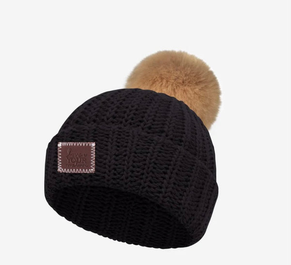 Black Baby Pom Beanie