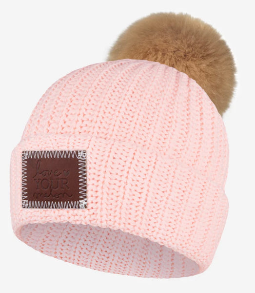 Blush Natural Pom Beanie