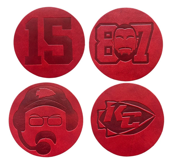 Leather Kansas City Chiefs Coaster Set