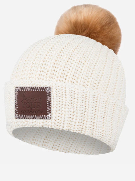 White Speckled Pom Beanie