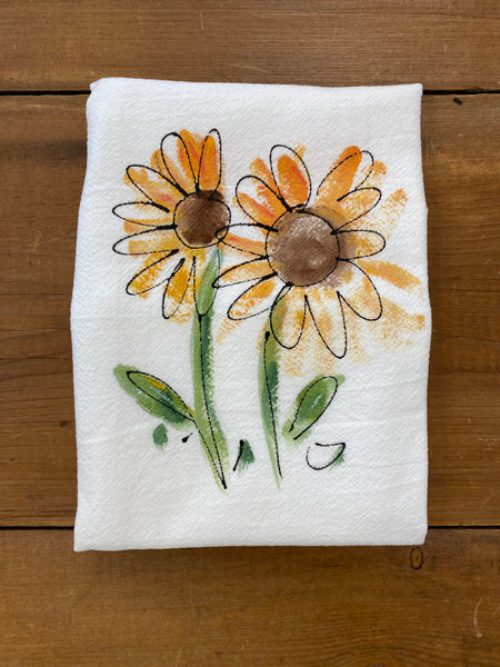 Painting Petunias art on a towel Sunflowers