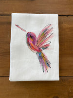 Painting Petunias art on a towel Hummingbird - purple
