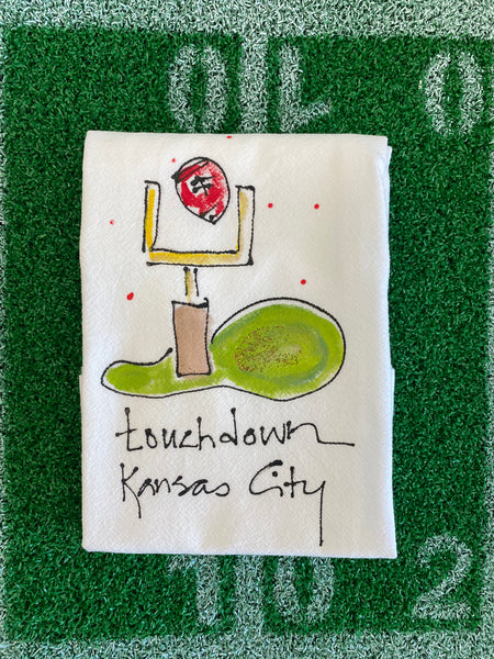 Painting Petunias art on a towel KC CHIEFS
