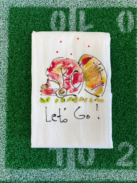 Painting Petunias art on a towel KC CHIEFS
