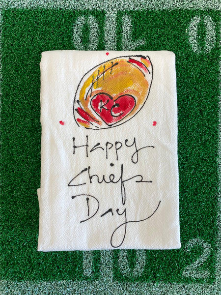 Painting Petunias art on a towel KC CHIEFS
