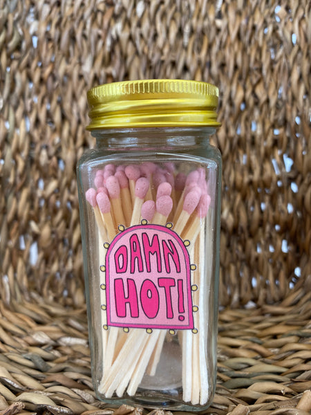 Hazel Mazel Damn Hot! Glass Jar with Matches