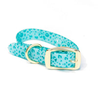 Mary Square Blue Cheetah Print Dog Collar