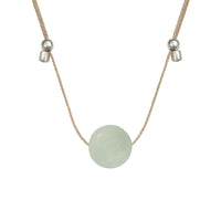 Crystal Ball Silk Slider - 10mm Gemstone Necklace - Amazonite
