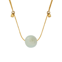 Crystal Ball Silk Slider - 10mm Gemstone Necklace - Amazonite