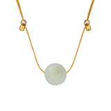 Crystal Ball Silk Slider - 10mm Gemstone Necklace - Amazonite