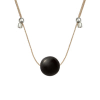 Crystal Ball Silk Slider - 10mm Gemstone Necklace - Black Onyx