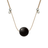 Crystal Ball Silk Slider - 10mm Gemstone Necklace - Black Onyx