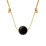 Crystal Ball Silk Slider - 10mm Gemstone Necklace - Black Onyx