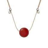 Crystal Ball Silk Slider - 10mm Gemstone Necklace - Carnelian