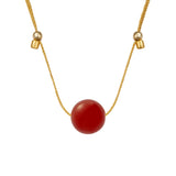 Crystal Ball Silk Slider - 10mm Gemstone Necklace - Carnelian