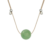 Crystal Ball Silk Slider - 10mm Gemstone Necklace - Green Aventurine