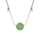 Crystal Ball Silk Slider - 10mm Gemstone Necklace - Green Aventurine