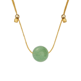 Crystal Ball Silk Slider - 10mm Gemstone Necklace - Green Aventurine