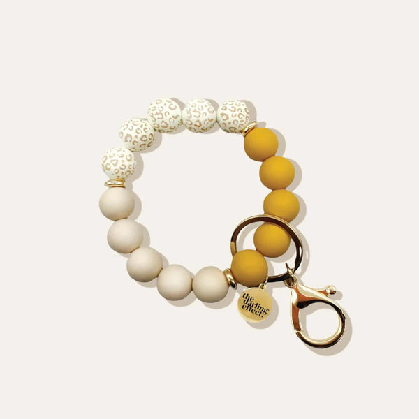 Hands-Free Silicone Beaded Keychain Wristlet - Honey Gold