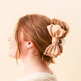 Satin Bow Claw Clip - Beige