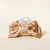 Satin Bow Claw Clip - Beige