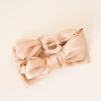 Satin Bow Claw Clip - Beige