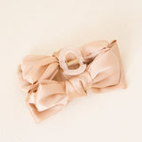 Satin Bow Claw Clip - Beige