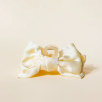 Satin Bow Claw Clip - Cream