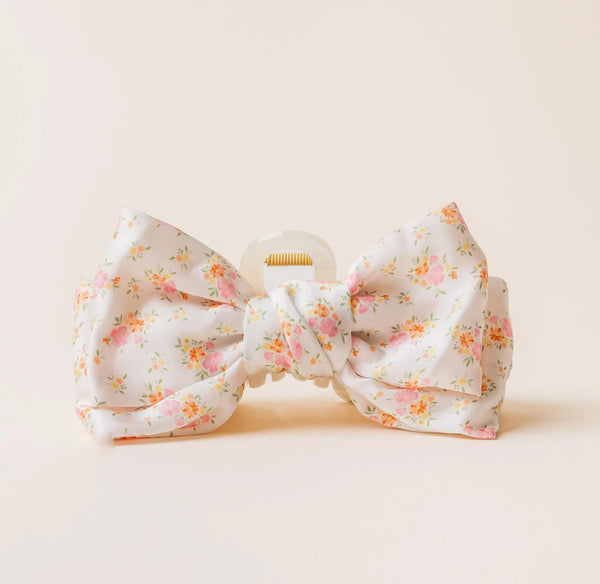 Satin Bow Claw Clip - Endless Daydream Cream