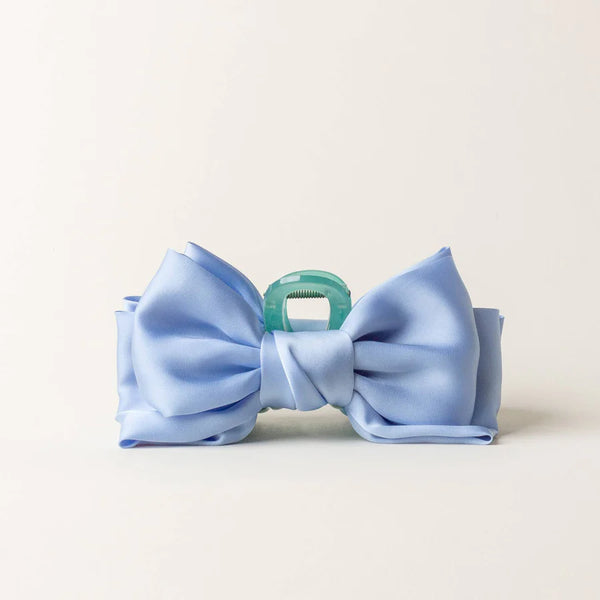 Satin Bow Claw Clip - Blue