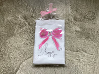 Painting Petunias art on towel Happy Pink Bow