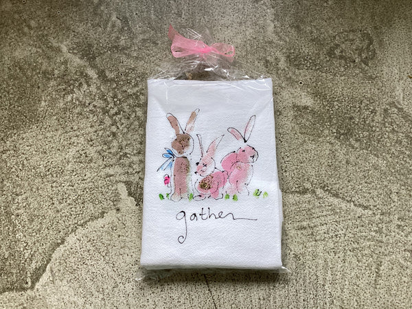 Painting Petunias art on a towel Gather Bunnies